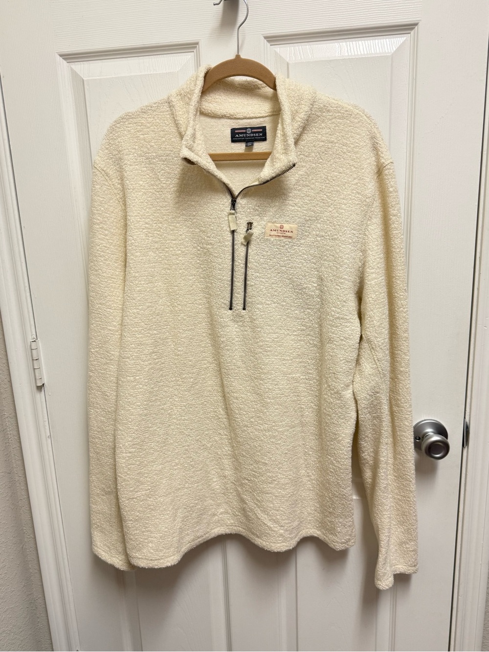 Amundsen Cream Sherpa Quarter Zip Pullover Sweater